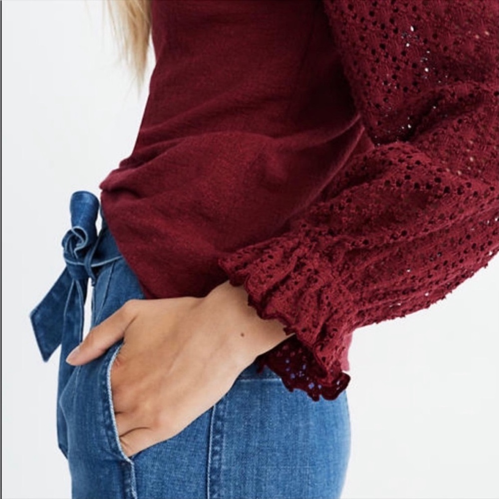 Madewell Texture & Thread Eyelet Mix Ruffle-Sleeve - Picture 2 of 8